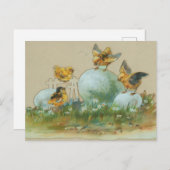 ヴィンテージレトロイースターチックスと卵 ポストカード (正面/裏面)