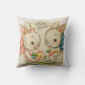 ヴィンテージレトロイースターバニーカップル クッション (裏面)