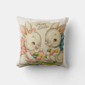 ヴィンテージレトロイースターバニーカップル クッション (正面)