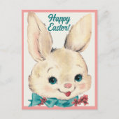 ヴィンテージレトロイースターバニーハッピーイースター シーズンポストカード (正面)