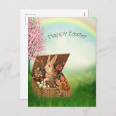 ヴィンテージレトロイースターバニーホリデーカード シーズンポストカード (正面/裏面)