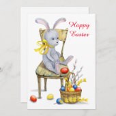 ヴィンテージレトロイースターバニー シーズンカード (正面/裏面)