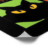 ヴィンテージレトロウィッチブラックキャットハロウィーンアーポップ・アートのト ポスター (角)