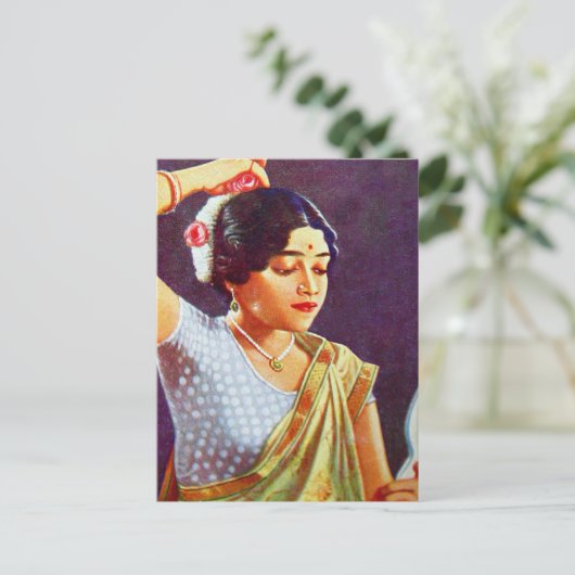 ヴィンテージレトロウィメンインドインディアンウィメンズ美しい ポストカード (スタンド正面)