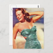 ヴィンテージレトロウィメンキッチェ40代水着女子 ポストカード (正面/裏面)