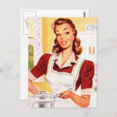 ヴィンテージレトロウィメンキッチュ50sキッチン魔法 ポストカード (正面/裏面)