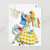 ヴィンテージレトロウィメンキッチランドリーデイ ポストカード (正面/裏面)
