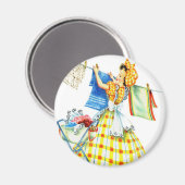 ヴィンテージレトロウィメンキッチランドリーデイ マグネット (正面/裏面)