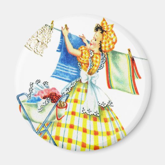 ヴィンテージレトロウィメンキッチランドリーデイ マグネット (正面)