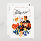 ヴィンテージレトロウィメンズ60s編み物はおもしろい! ポストカード (正面/裏面)