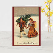 ヴィンテージレトロウィンタークリスマスパーソナライズされた カード (黄色い花)