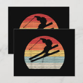 ヴィンテージレトロウィンタースポーツスキー サンキューカード (正面/裏面)