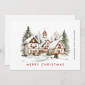 ヴィンテージレトロウィンタータウンクリスマス企業の シーズンカード (正面/裏面)