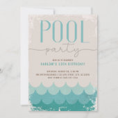 ヴィンテージレトロウェイズプールパーティー誕生日 招待状 (正面)