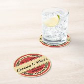 ヴィンテージレトロウェディング日付コースターを保存 ラウンドペーパーコースター (インサイチュ)