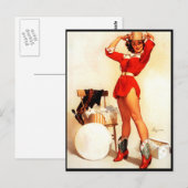 ヴィンテージレトロウエスタンピンアップガール ポストカード (正面/裏面)