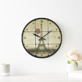 ヴィンテージレトロエッフェルタワー(紋章の)フラ・ダ・リデザイン ラージ壁時計 (ホーム)
