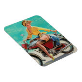 ヴィンテージレトロエルブグレンバイクバイクもしくは自転車に乗る人ピンアップガール マグネット (右側)