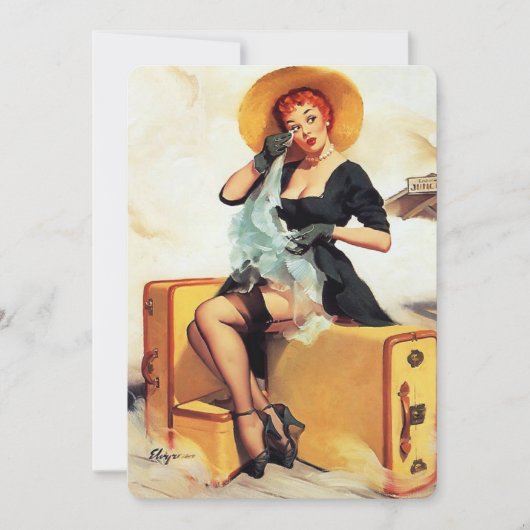 ヴィンテージレトロエルヴグレントラベラーピンナップガールピンアップ 招待状 (正面)