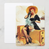 ヴィンテージレトロエルヴグレントラベラーピンナップガールピンアップ 招待状 (正面/裏面)