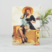 ヴィンテージレトロエルヴグレントラベラーピンナップガールピンアップ 招待状 (スタンド正面)