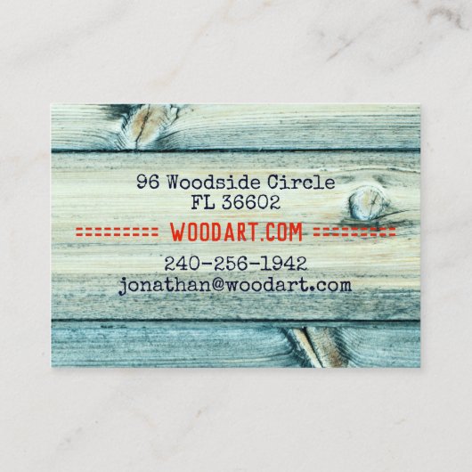 ヴィンテージレトロエレガントや木工職人 名刺 (裏面)