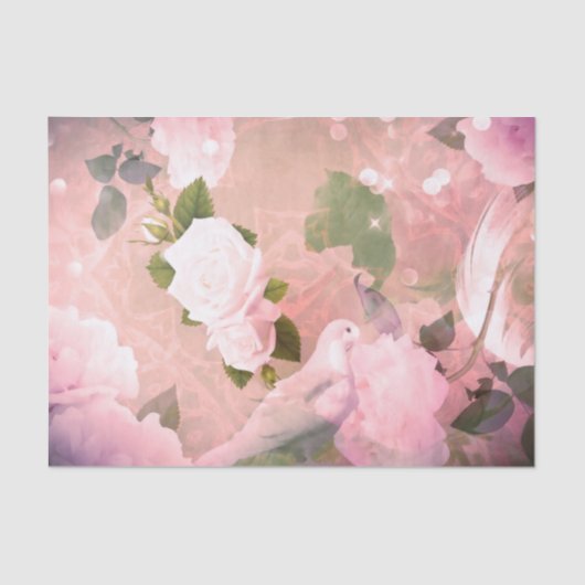 ヴィンテージレトロエレガントドーブフェザーバラ 薄葉紙 (正面)