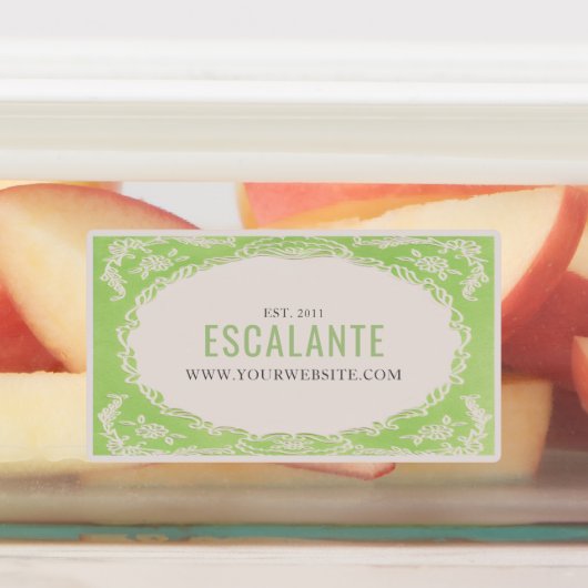 ヴィンテージレトロエレガントフローラグリーンベージュフレーム ラベル (貼付)