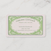ヴィンテージレトロエレガントフローラグリーンベージュフレーム 名刺 (正面)
