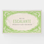 ヴィンテージレトロエレガントフローラグリーンベージュフレーム 横断幕 (横)