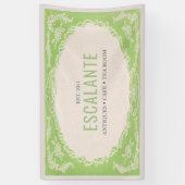 ヴィンテージレトロエレガントフローラグリーンベージュフレーム 横断幕 (縦)