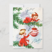 ヴィンテージレトロエンジェルズインクリスマスツリー シーズンカード (正面)