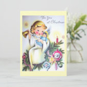 ヴィンテージレトロエンジェルinクリスマスツリー シーズンカード (スタンド正面)