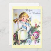 ヴィンテージレトロエンジェルinクリスマスツリー シーズンカード (正面/裏面)