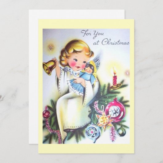 ヴィンテージレトロエンジェルinクリスマスツリー シーズンカード (正面/裏面)