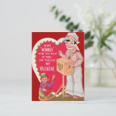 ヴィンテージレトロオルガングラインダーバレンタインカード シーズンポストカード (スタンド正面)