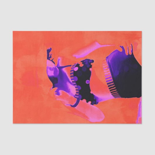 ヴィンテージレトロオレンジパープルガール水玉模様ビキニ 薄葉紙 (正面)