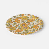 ヴィンテージレトロオレンジフローラルパターン ペーパープレート (アングル)