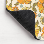 ヴィンテージレトロオレンジフローラルパターン マウスパッド (コーナー)