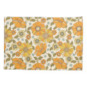 ヴィンテージレトロオレンジフローラルパターン 枕カバー (裏面)