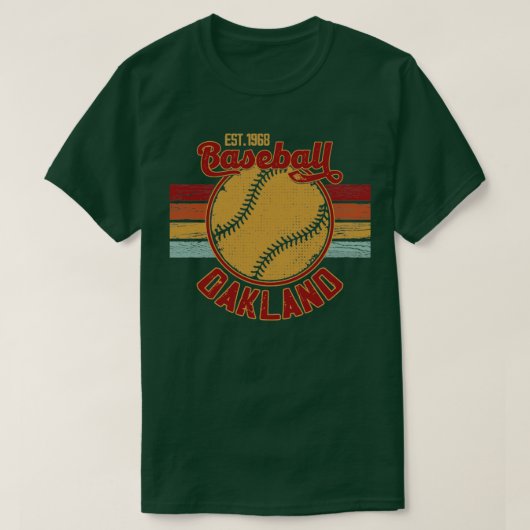 ヴィンテージレトロオークランド野球Est 1968野球L Tシャツ (デザイン正面)