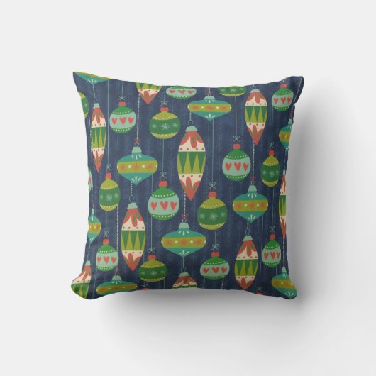 ヴィンテージレトロオーナメントクリスマスホリデーウィンター クッション (正面)