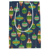 ヴィンテージレトロオーナメントクリスマスホリデーウィンター ミディアムペーパーバッグ (正面)