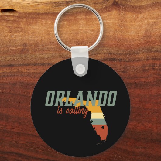 ヴィンテージレトロオーランドフロリダUSAシティマップ キーホルダー (正面)