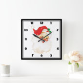 ヴィンテージレトロオールすてきドサンタクロースクリスマス スクエア壁時計 (ホーム)