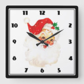 ヴィンテージレトロオールすてきドサンタクロースクリスマス スクエア壁時計 (正面)