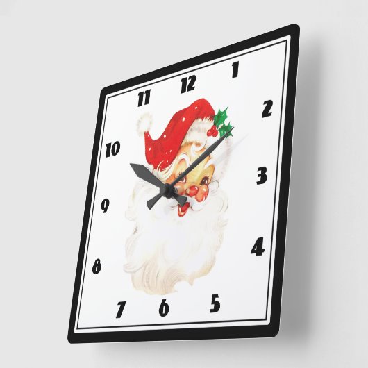 ヴィンテージレトロオールすてきドサンタクロースクリスマス スクエア壁時計 (傾斜)