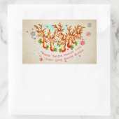 ヴィンテージレトロオールサンタズトナカイ 長方形シール (バッグ)