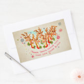 ヴィンテージレトロオールサンタズトナカイ 長方形シール (封筒)