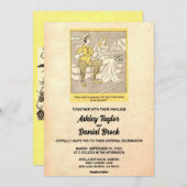 ヴィンテージレトロオールドおもしろいカップル漫画ブック結婚ズ 招待状 (正面/裏面)